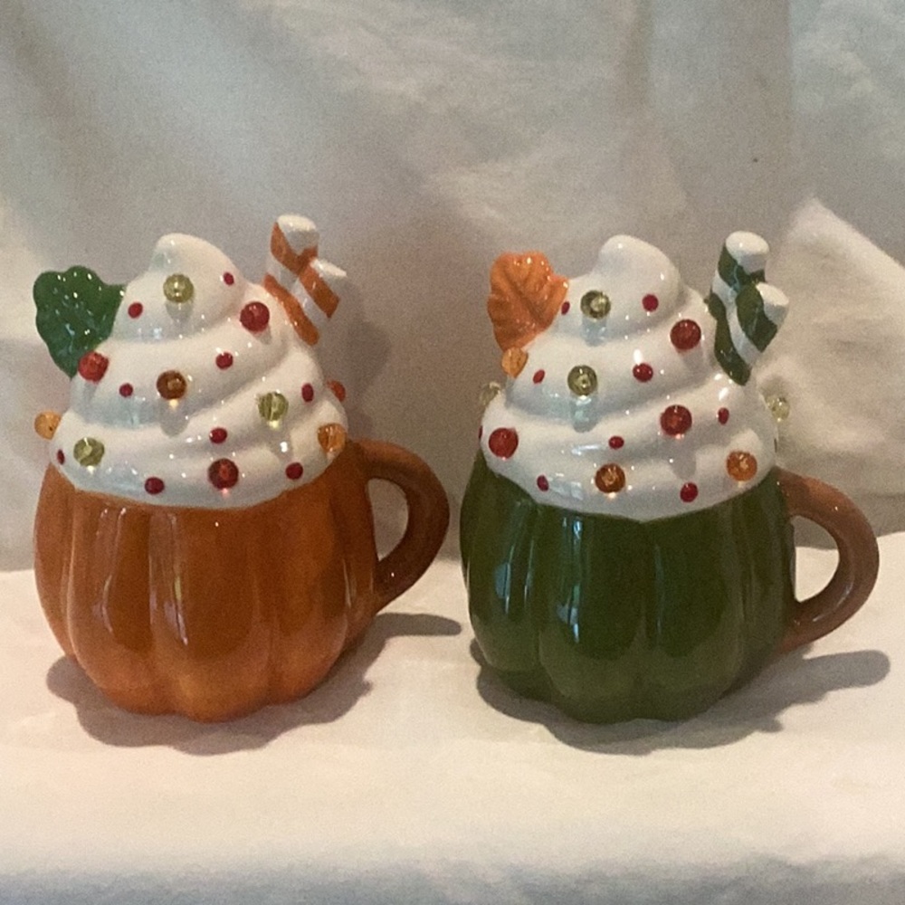 Pumpkin mug with Whip LED - set of 2